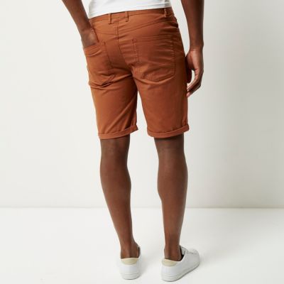 Rust slim fit chino shorts